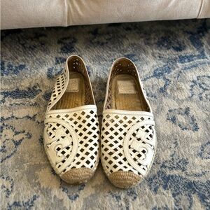 Tory Burch White Woven Espadrilles